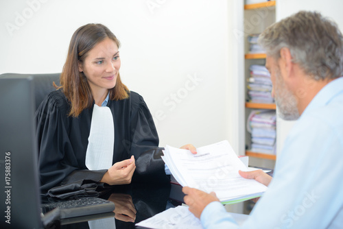 Man in meeting with female lawyer