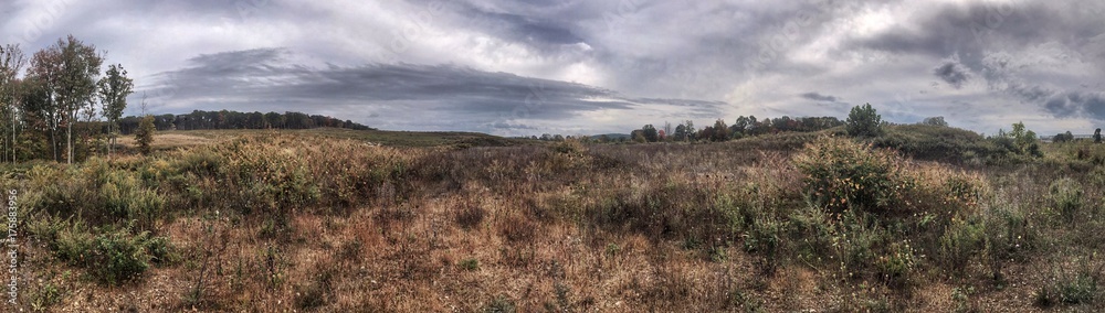 Wide panorama of rolling hills