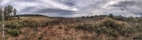 Wide panorama of rolling hills