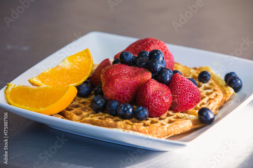 waffle with berries and orange