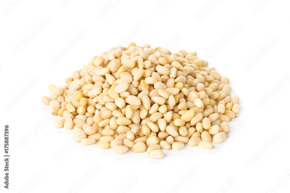 Heap of raw, uncooked pine nuts