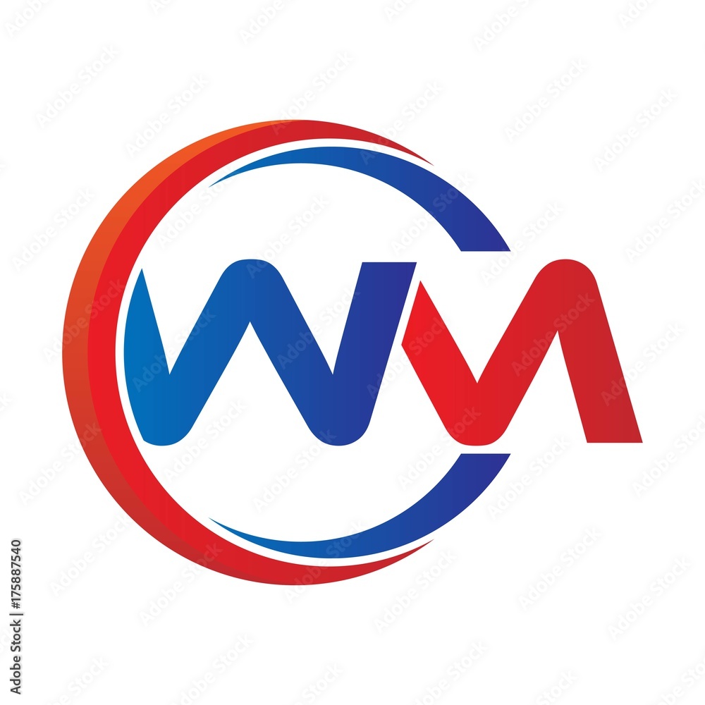 wm logo vector modern initial swoosh circle blue and red wm logo vector modern initial swoosh circle blue and red