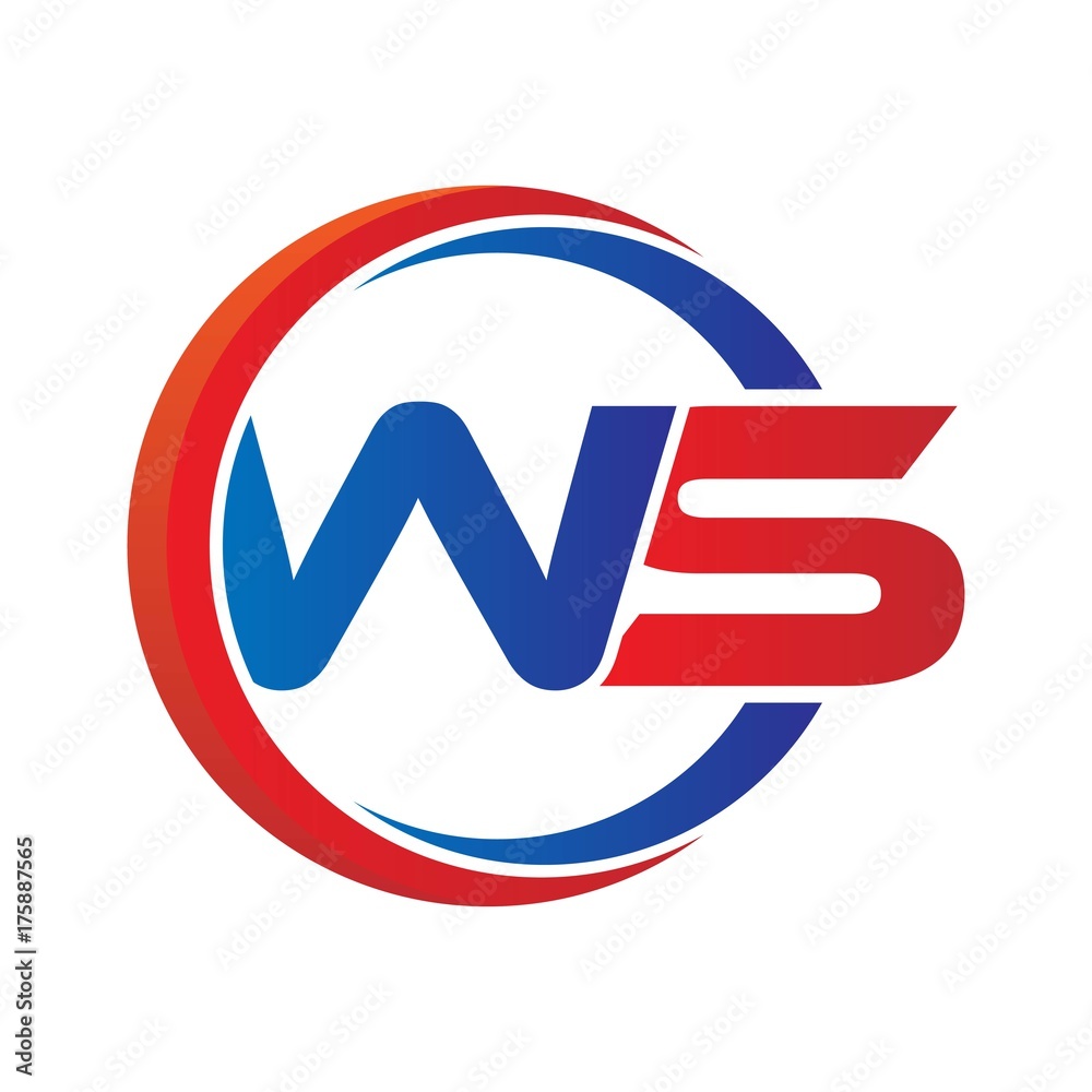 ws logo vector modern initial swoosh circle blue and red ws logo vector modern initial swoosh circle blue and red