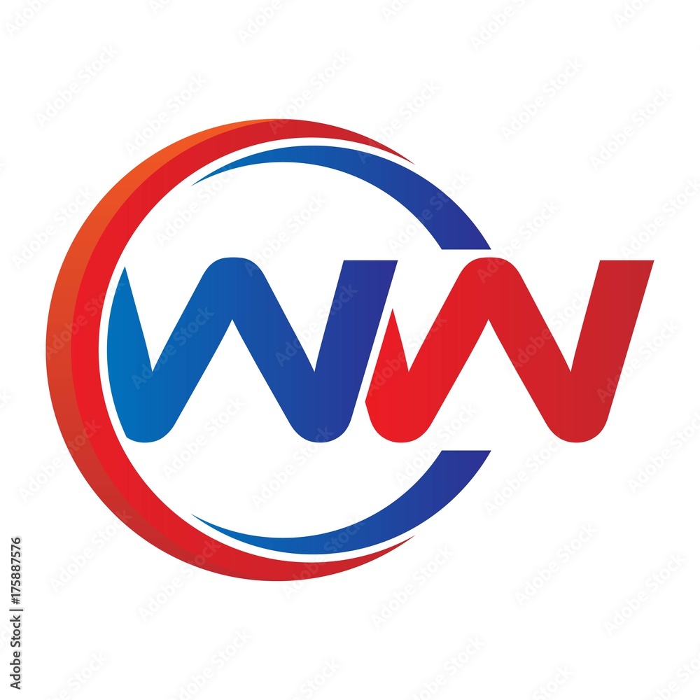 ww logo vector modern initial swoosh circle blue and red ww logo vector modern initial swoosh circle blue and red