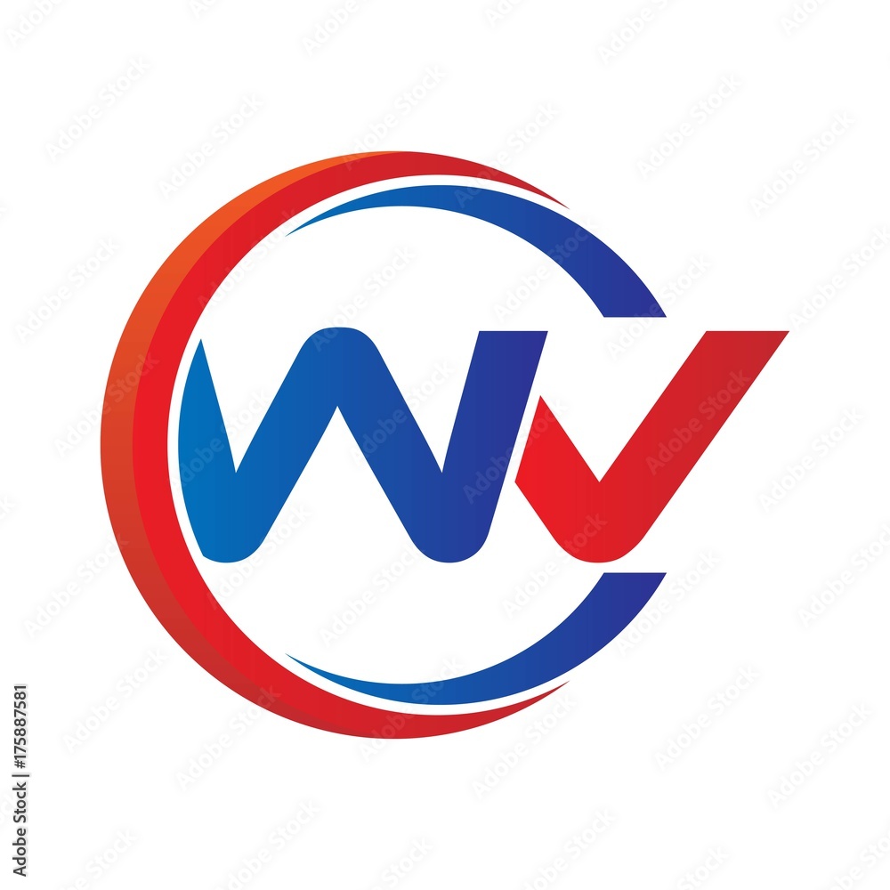 wv logo vector modern initial swoosh circle blue and red wv logo vector modern initial swoosh circle blue and red