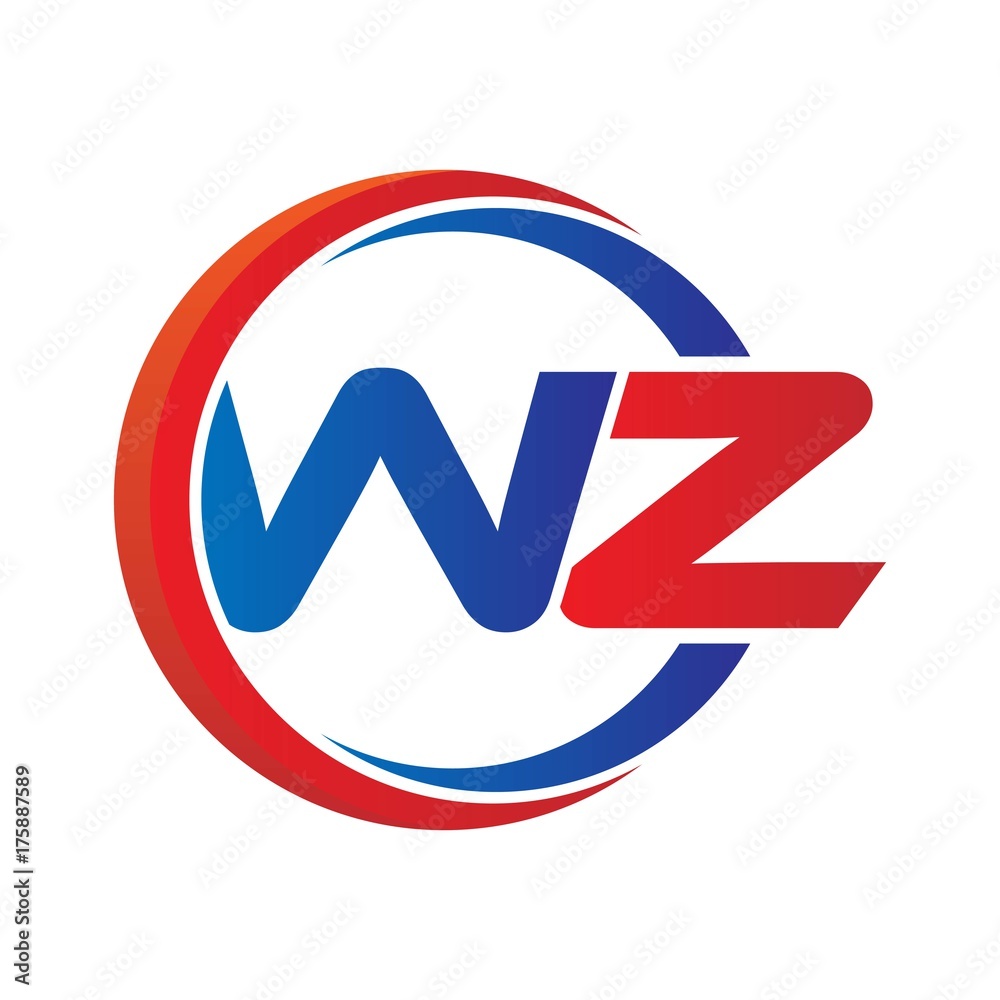 wz logo vector modern initial swoosh circle blue and red wz logo vector modern initial swoosh circle blue and red