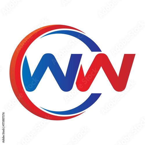 ww logo vector modern initial swoosh circle blue and red