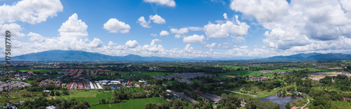 Top view of the rice paddy fields in northern Thailand