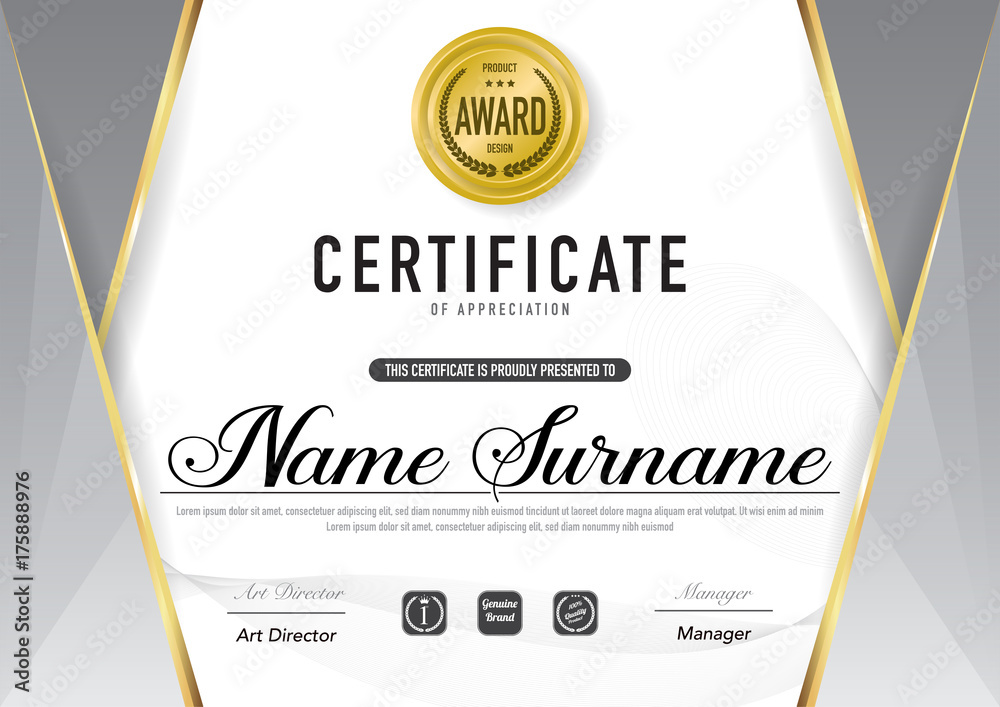 Fototapeta premium Certificate template luxury and diploma style,vector illustration.