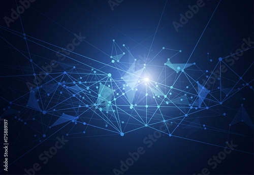 Abstract Polygonal Space Background with Connecting Dots and Lines