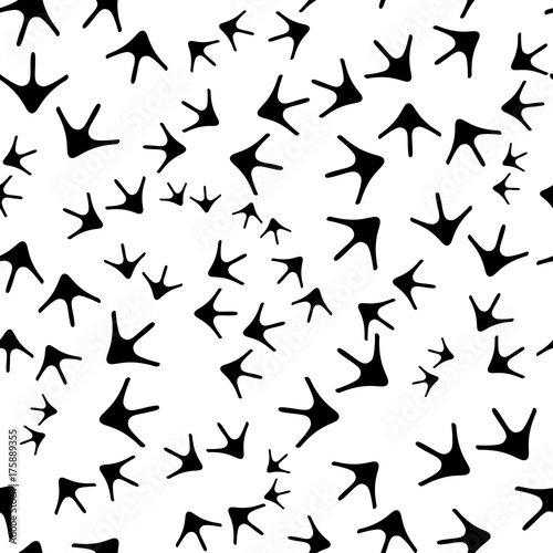 Bird footprint seamless pattern. Trace of birds, seamless vector pattern. Chicken footprints in childish style. Chicken traces naive background. Standing out of the crowd.