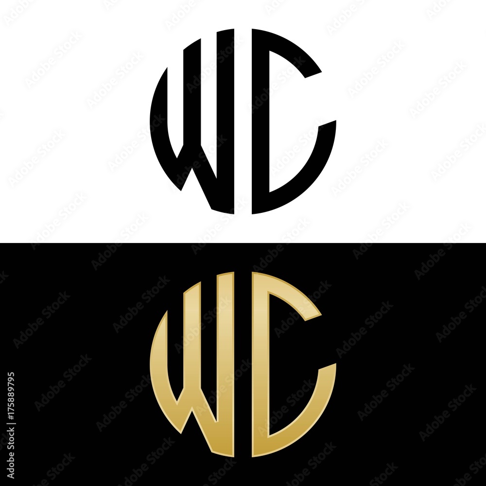 wc initial logo circle shape vector black and gold wc initial logo circle shape vector black and gold
