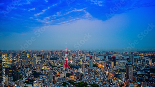 Canvas Print Sunset cityview