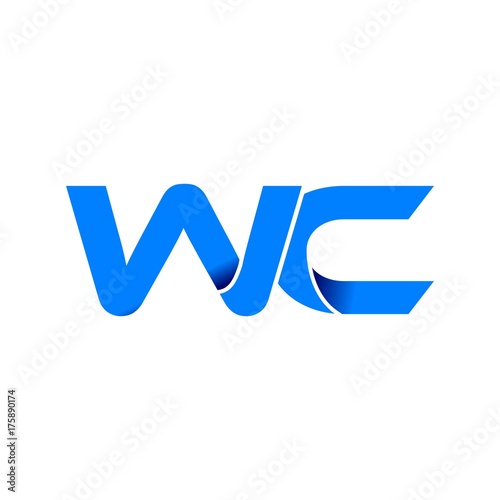 wc logo initial logo vector modern blue fold style