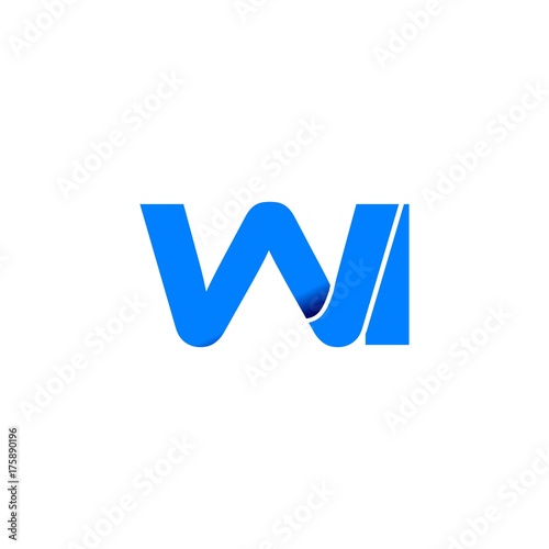 wi logo initial logo vector modern blue fold style
