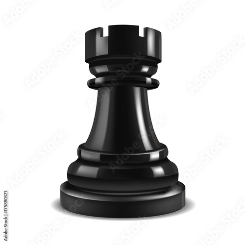 Realistic 3d Chess Black Rook. Vector