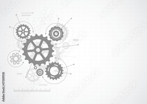 Abstract gear wheel mechanism background. Machine technology. Vector illustration photo
