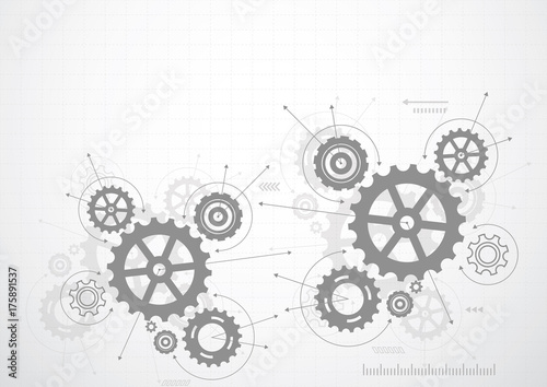 Abstract gear wheel mechanism background. Machine technology. Vector illustration