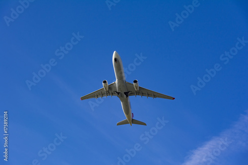passenger airplane on sky composition photography