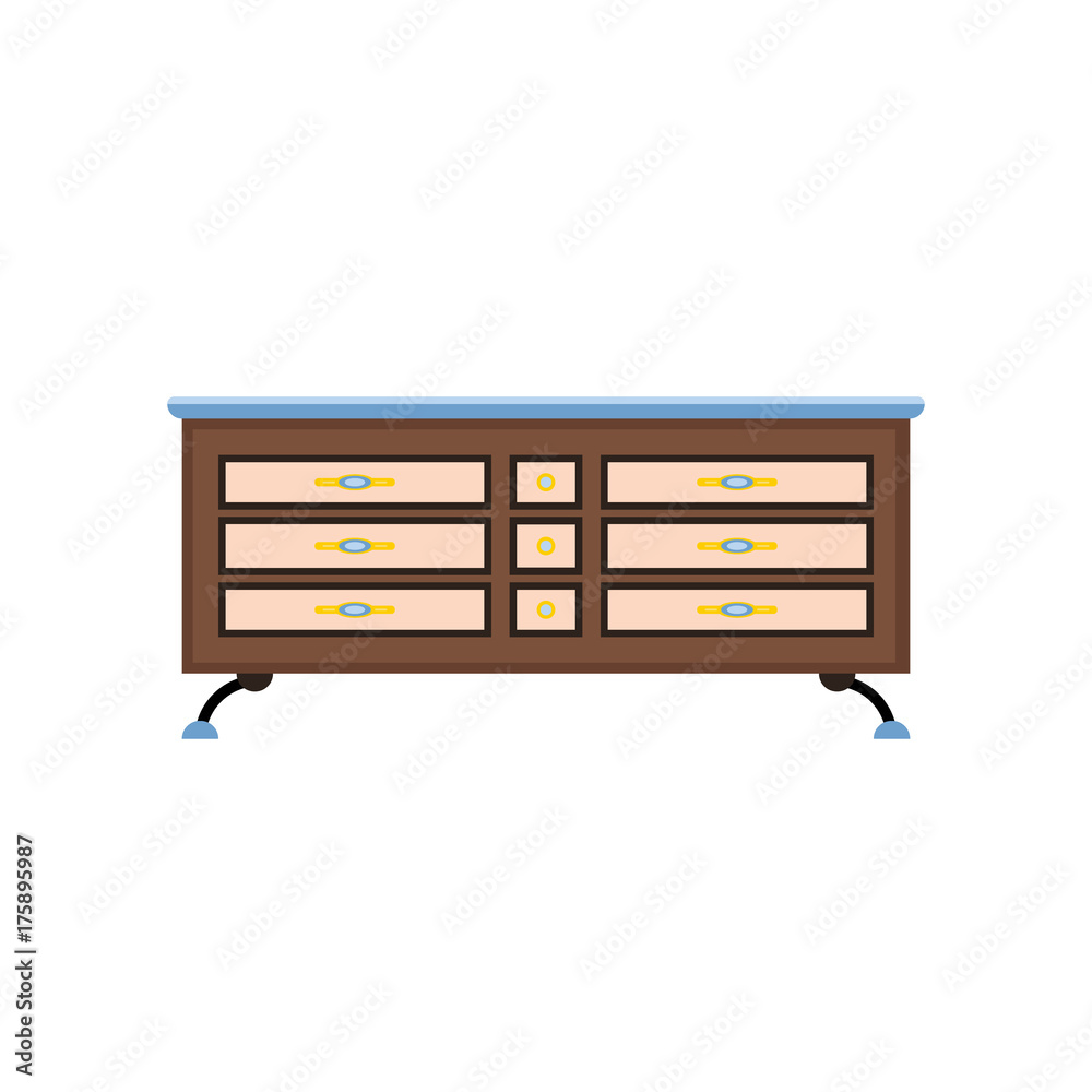 Sideboard flat vector design. It is executed in the old and modern style. Sideboard flat vector design. It is executed in the old and modern style.
