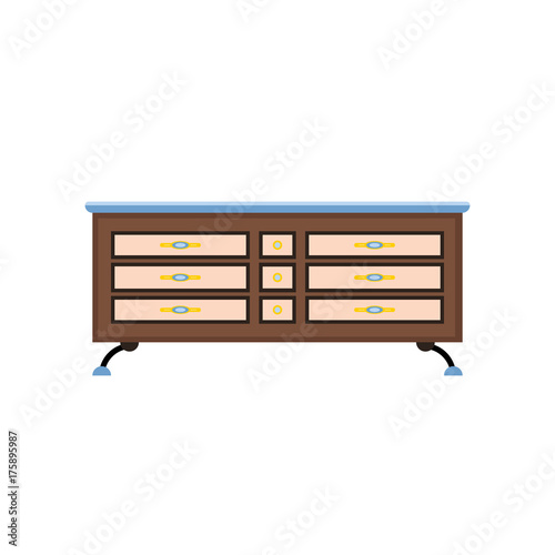 Sideboard flat vector design. It is executed in the old and modern style.