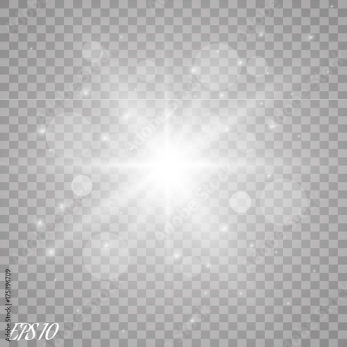 Glow light effect. Star burst with sparkles.Sun.