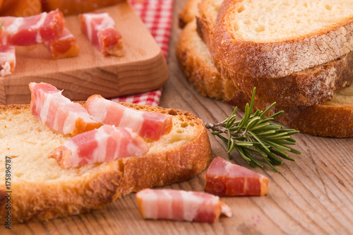 Bread and bacon. 