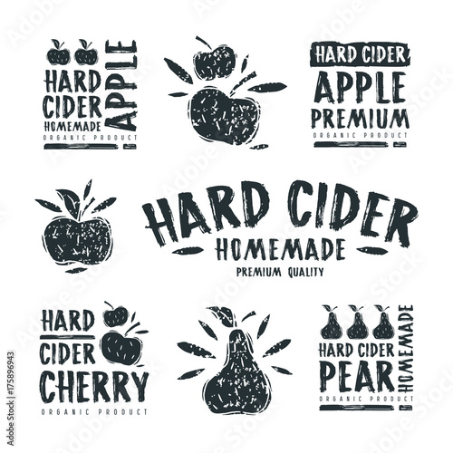 Set of hard cider label and logo