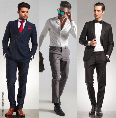 3 different elegant young men