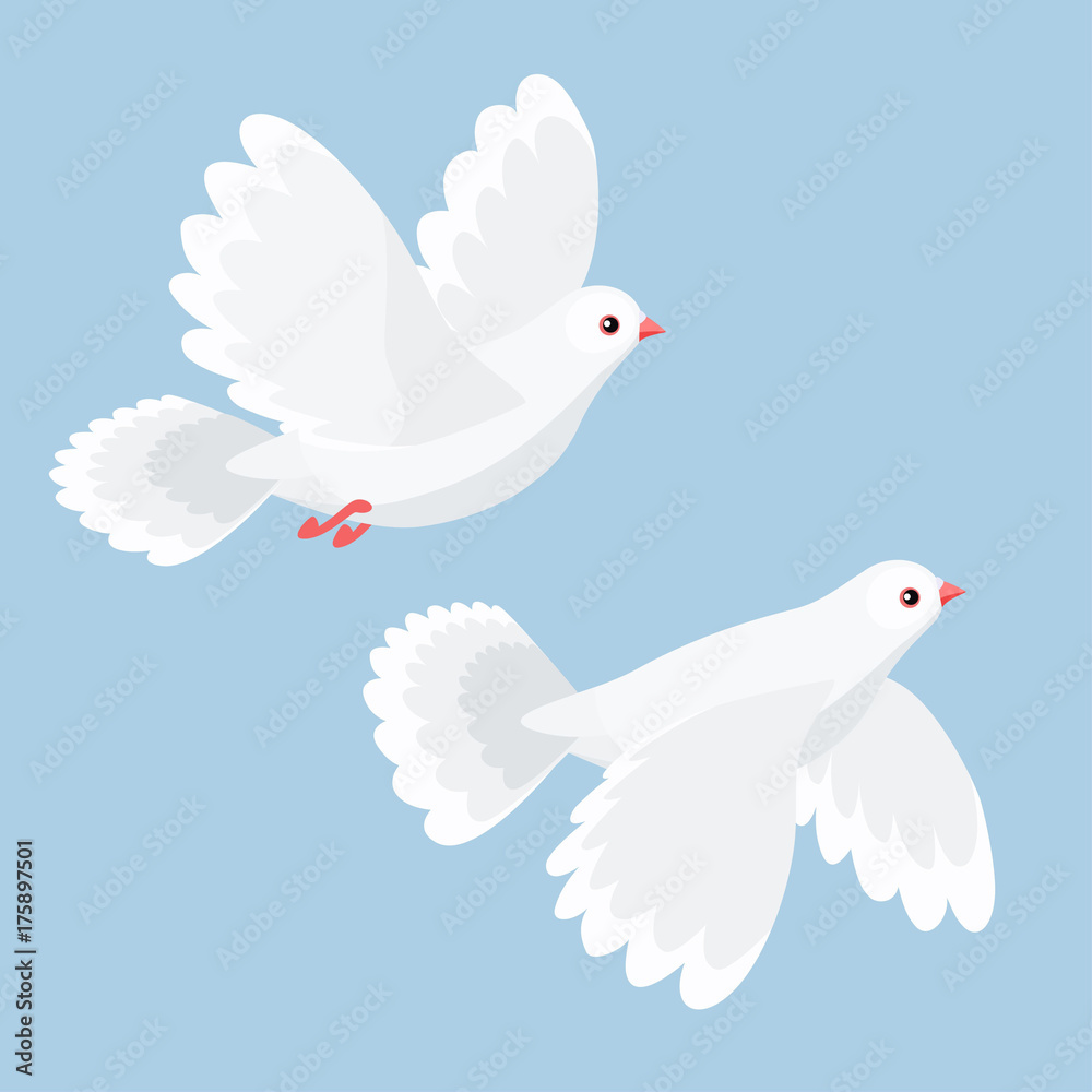 Vector illustration of two doves flying Vector illustration of two doves flying