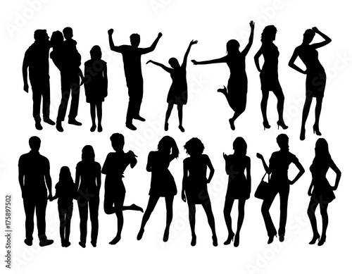 Family and Models Activity Silhouettes, art vector design