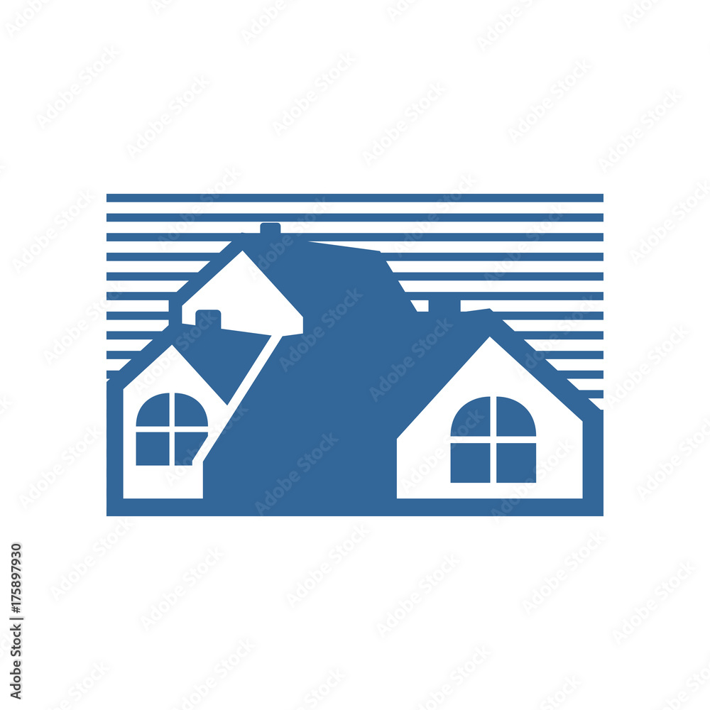Group House Blue Stripe Illustration Group House Blue Stripe Illustration