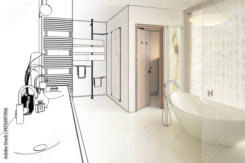 Elegantes Badezimmer (Zeichnung)