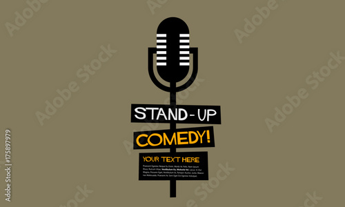 Stand Up Comedy (Flat Style Vector Illustration Performance Show Poster Design) with Where, When And Ticket Details