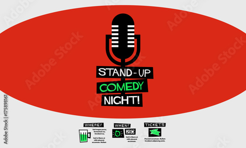 Stand Up Comedy Night! (Flat Style Vector Illustration Performance Show Poster Design) with Where, When And Ticket Details