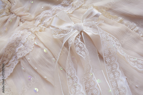 wedding dress, part of women's outfit for the wedding or another festive event with embroidery, lace and beads
