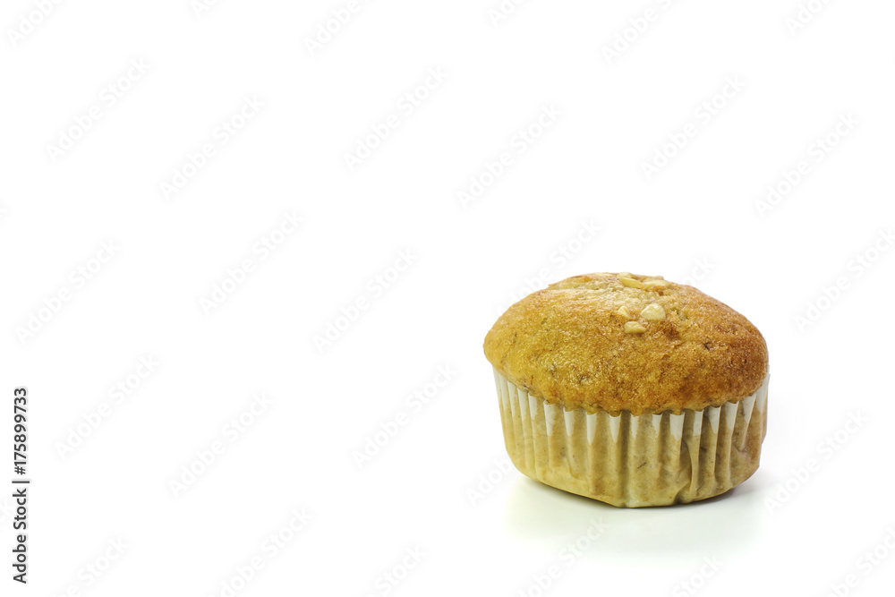 banana muffin cake isolated on white background banana muffin cake isolated on white background