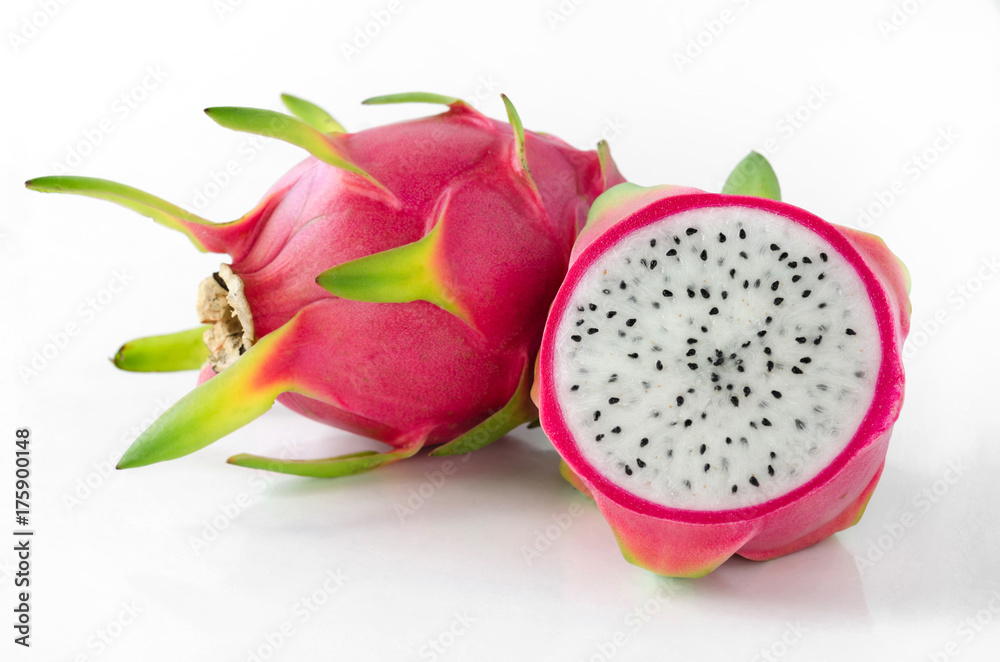 slice dragon fruit isolate on white background slice dragon fruit isolate on white background