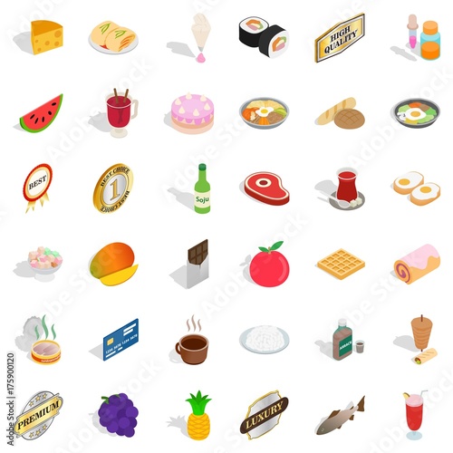 Vegetable icons set, isometric style