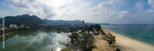 Panoramic Shot Of Karon Beach and Lake, Phuket Province, Southern Thailand.