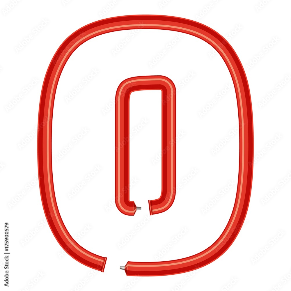 Number zero plastic tube icon, cartoon style Number zero plastic tube icon, cartoon style
