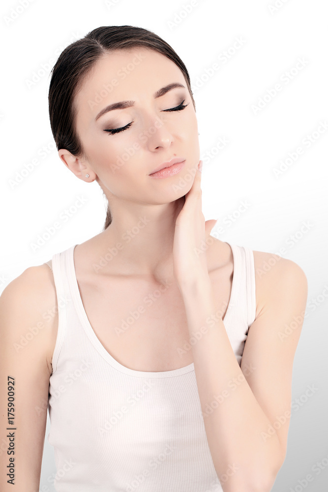 Beautiful Woman Feeling Sick, Having Headache, Painful Body Pain Beautiful Woman Feeling Sick, Having Headache, Painful Body Pain
