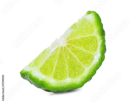 slice of fresh bergamot isolated on white background