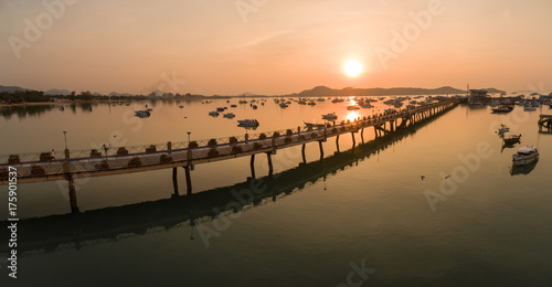 Sunrise Over Boats And Pier In Chalong Bay, Phuket, Thailand © Otvalo