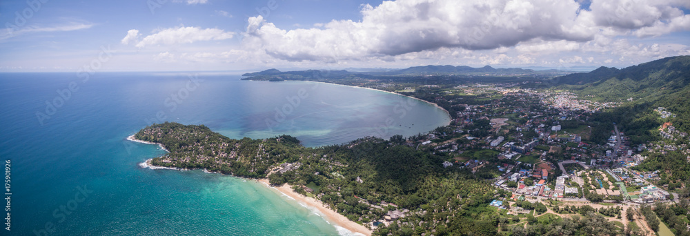 Drone Aerial Panorama Over Bangtao Beach In Phuket, Thailand