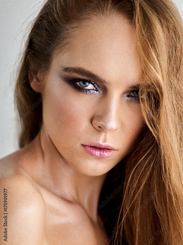 Woman cosmetic closeup beauty portrait, for salon and advertisement beautiful people and healthy care skin and hair. Make up. Woman cosmetic closeup beauty portrait, for salon and advertisement beautiful people and healthy care skin and hair. Make up.