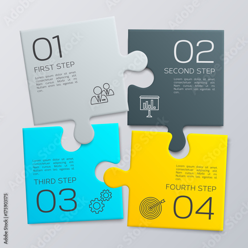 Four pieces puzzle. Modern business infographic for your presentation. Vector.