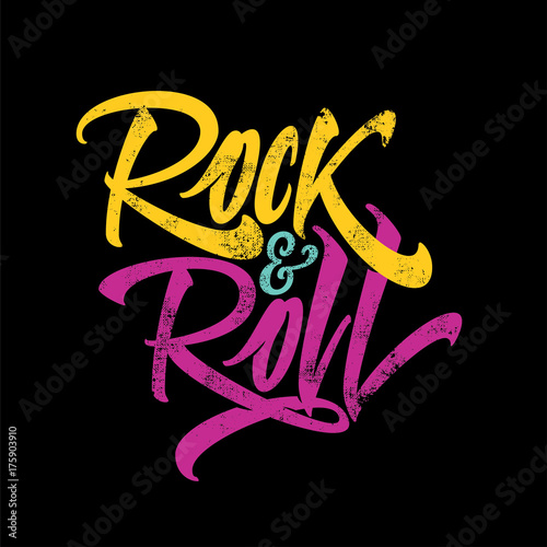 Inscription rock and roll for the poster, T-shirts. Vector illustration of a handmade.