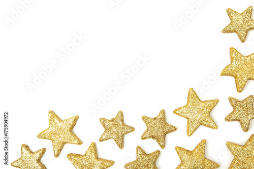 Golden Stars - Isolated on White Frame - Copy Space