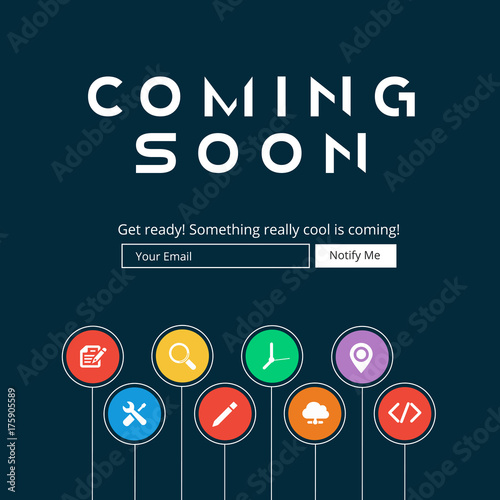 Coming Soon Website Template. Coming Soon Landing Page Design. Coming soon page for a new website. We are Launching Soon – Illustration